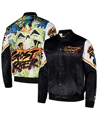 Chalk Line Men's Black/White Ghost Rider Fanimation Satin Full-Snap Jacket