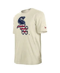 New Era Men's Cream Chicago White Sox Americana Flag Fill T-Shirt
