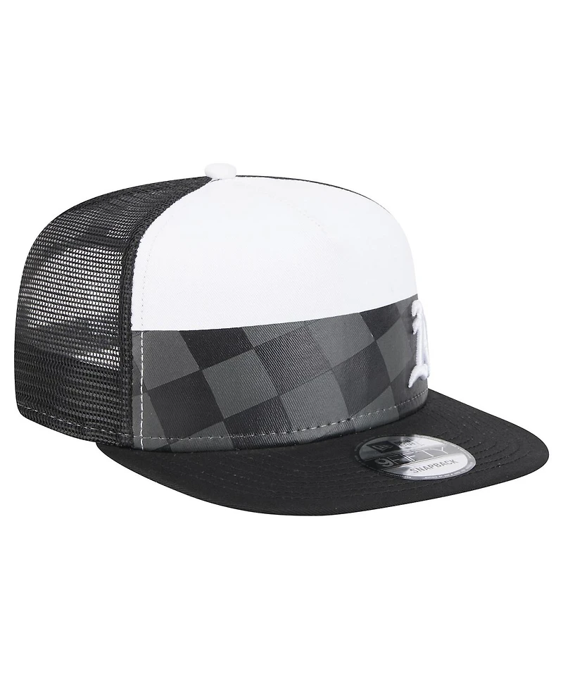 New Era Men's Black Oakland Athletics Checkmate Trucker 9FIFTY Snapback Hat