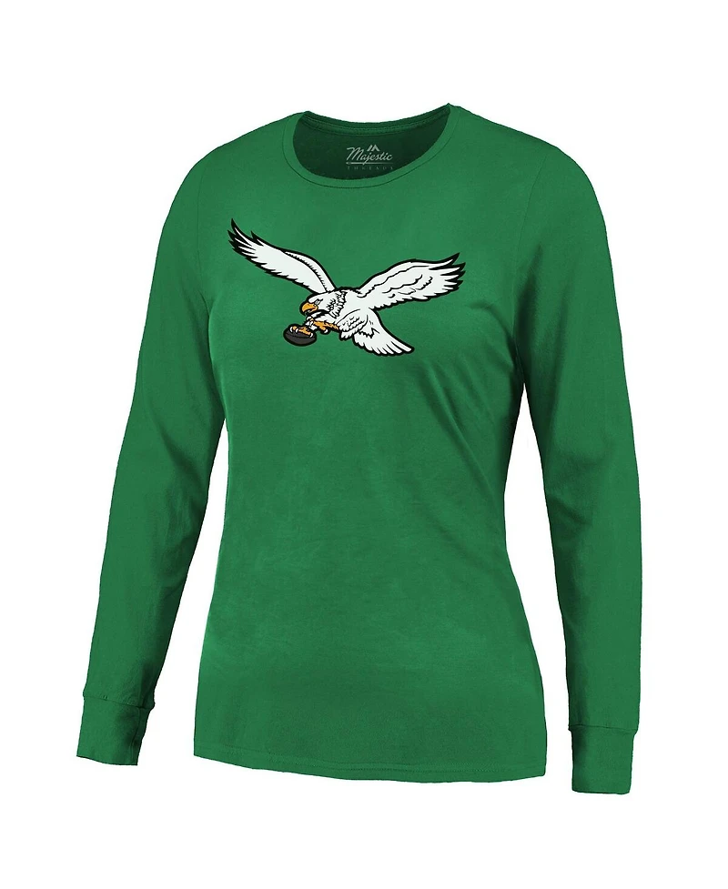 Majestic Women's Saquon Barkley Kelly Green Philadelphia Eagles Name Number Long Sleeve T-Shirt