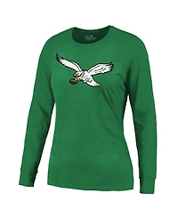 Majestic Women's Saquon Barkley Kelly Green Philadelphia Eagles Name Number Long Sleeve T-Shirt