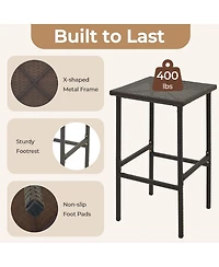 Wicker Bar Stools Set of 2 with Removable Seat Cushions Footrest Support 400 Lbs
