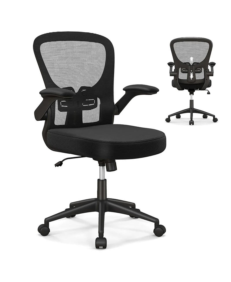 Ergonomic Office Chair with Flip-Up Armrests Rocking Backrest Computer Desk Chair