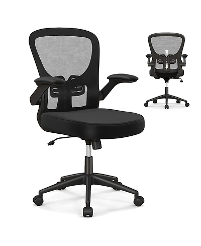 Ergonomic Office Chair with Flip-Up Armrests Rocking Backrest Computer Desk Chair