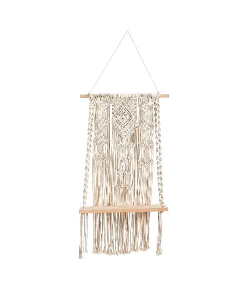 Slickblue 2.5' x 1.5' Hand Crafted Macrame Wall Hanging with Wooden Shelf