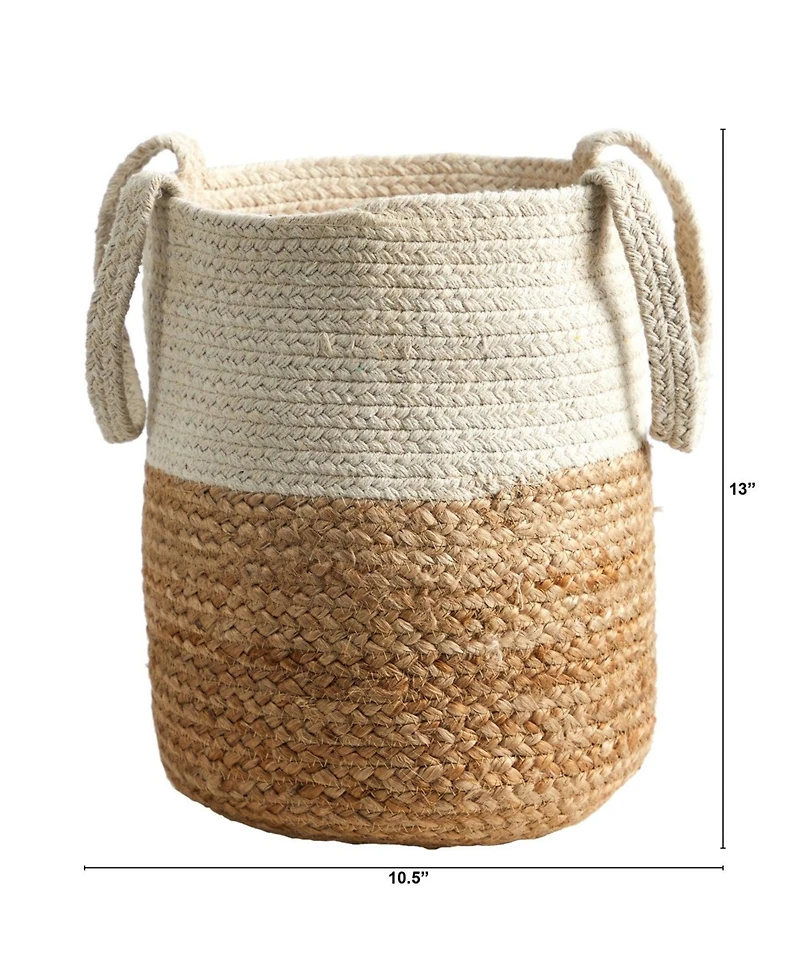 Slickblue 12.5" Handmade Natural Jute and Cotton Basket