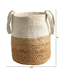 Slickblue 12.5" Handmade Natural Jute and Cotton Basket