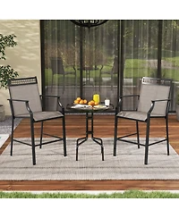 Slickblue Outdoor Counter Stools Set of 2 Heavy-Duty Barstools with Footrest and Armrests