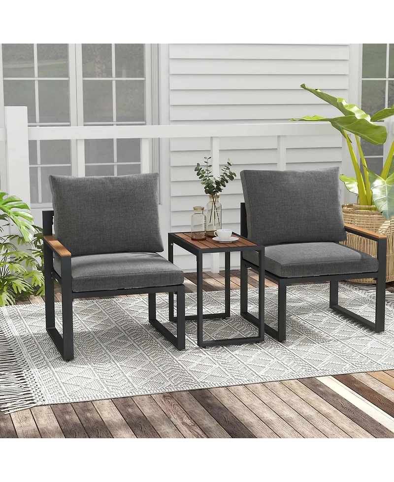 Costway 3 Pcs Patio Furniture Set with Soft Cushions Aluminum Frame Weatherproof Outdoor