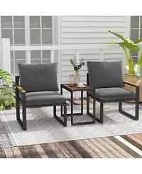 Costway 3 Pcs Patio Furniture Set with Soft Cushions Aluminum Frame Weatherproof Outdoor