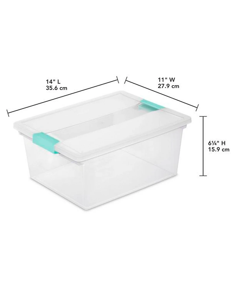 Sterilite Deep Plastic Stackable Storage Bin w/ Clear Latch Lid, Clear (4 Pack)
