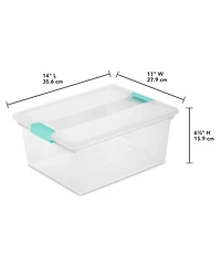 Sterilite Deep Plastic Stackable Storage Bin w/ Clear Latch Lid, Clear (4 Pack)