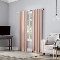 Evelina Faux Dupioni Silk Thermal Extreme 100% Blackout Back Tab Curtain Panel