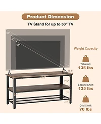 Gymax 3-tier Tv Stand for TVs up to 50 Inches w/ Power Outlets Usb Ports Shelves