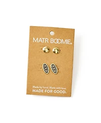 Matr Boomie Nisha Ball and Oval Stud Earrings, Set of 2
