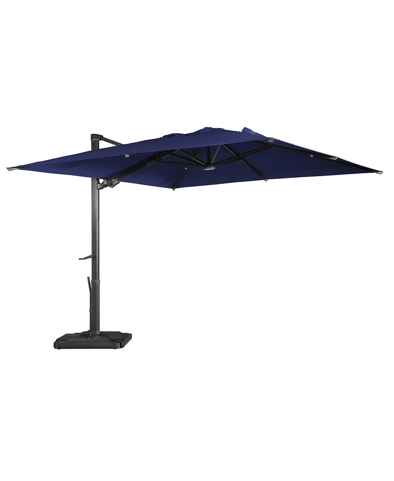 Boyel Living 10 ft. 360 B0; Rotation Square Cantilever Patio Umbrella with Base and Led Light