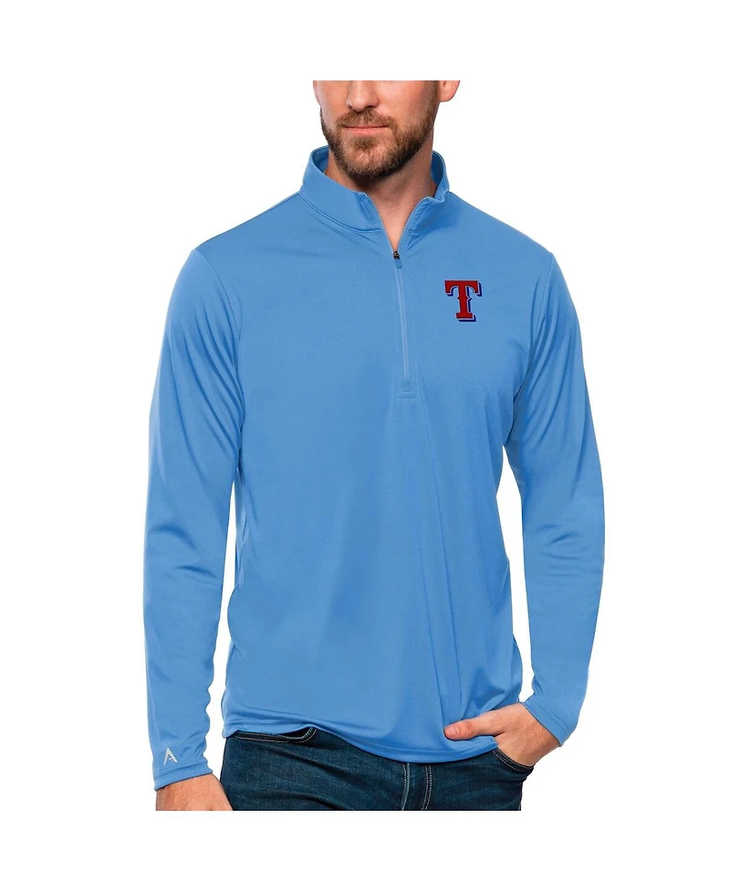 Antigua Men's Powder Blue Texas Rangers Tribute Quarter-Zip Pullover Top
