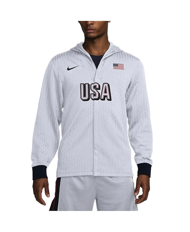 Nike Men's White Usa Basketball 224 Summer Authentic On-Court Game Full-Zip Jacket
