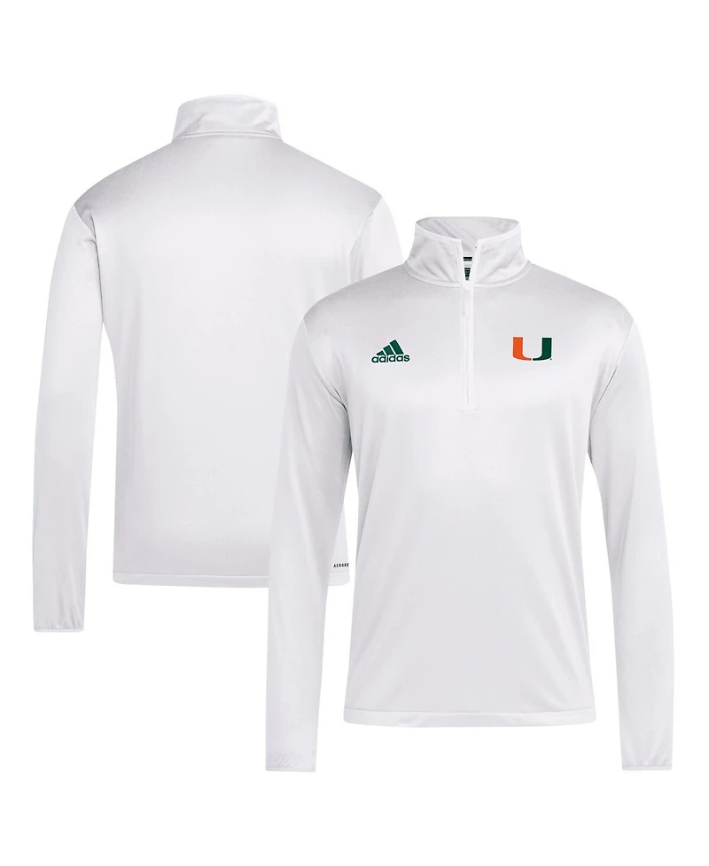 Adidas Men's White Miami Hurricanes Coaches Sideline Quarter-Zip Top