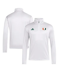 Adidas Men's White Miami Hurricanes Coaches Sideline Quarter-Zip Top