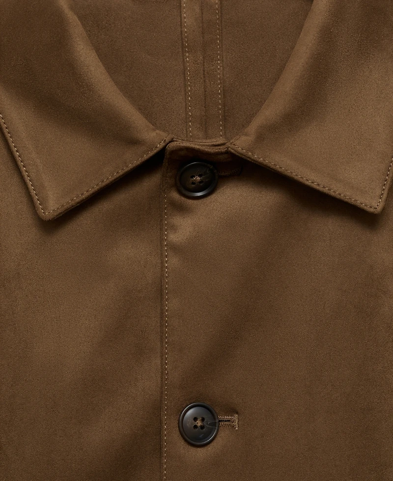 Mango Men's Pockets Detail Suede Effect Overshirt
