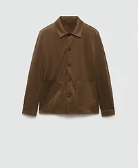 Mango Men's Pockets Detail Suede Effect Overshirt