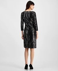Kasper Women's 3/4-Sleeve Shimmer-Dot Sheath Dress, Regular & Petite Sizes