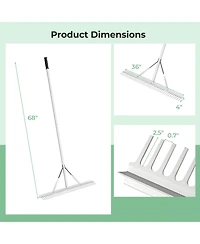 Givimo Aluminum Rake with 36 Inch Wide Rake Head and 68 Inch Long Handle