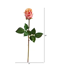 Slickblue 21" Rose Bud Artificial Flowers - Set of 6 Faux Blooms for Elegant Arrangements