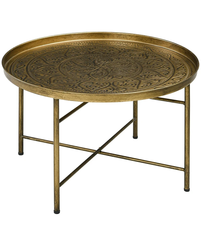 Homcom 24" Round Table with Hamme Tray Top & Metal Frame,