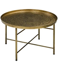 Homcom 24" Round Table with Hamme Tray Top & Metal Frame,