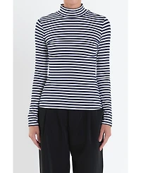 English Factory Women's Stripe Turtle Neck Top