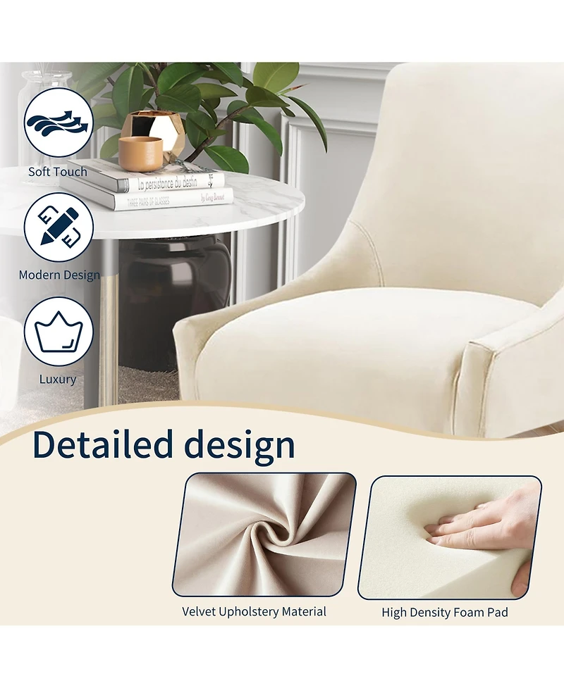 Boyel Living Velvet Dining Chair with Pulling Handle and Adjustable Foot Nails(Set of 2)