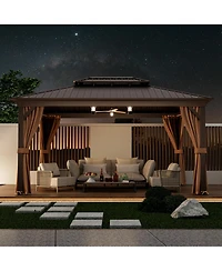 Givimo 12' x 16' Double-Roof Hardtop Gazebo with Galvanized Steel Roof