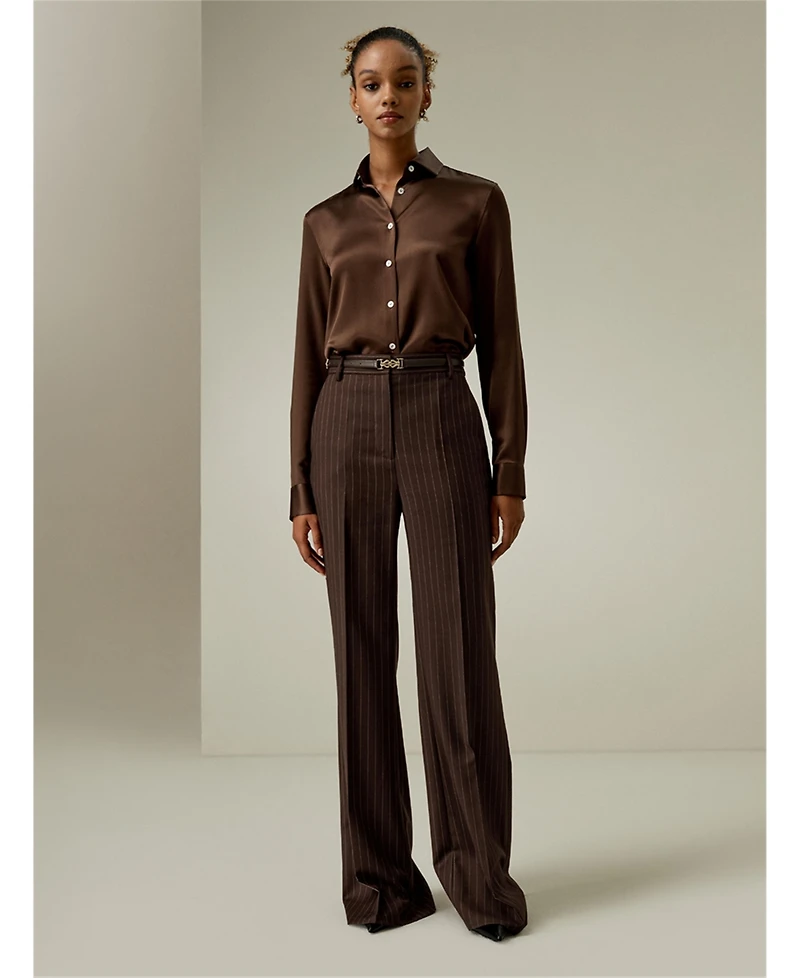 Spread Collar Silk Shirt for Women