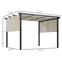 Outsunny 10' x 12' Metal Pergola with Retractable Canopy for Patio, Deck