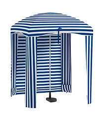 Outsunny Beach Cabana Umbrella with Bag, Windows, Stripe
