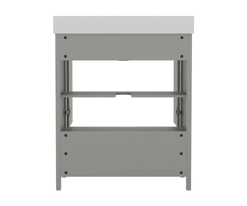 Argos Single Sink Bathroom Vanity With Undermount Basin, Soft-Close Cabinet, Easy-Glide Drawer, And Carrara Marble Finish Countertop