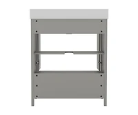 Argos Single Sink Bathroom Vanity With Undermount Basin, Soft-Close Cabinet, Easy-Glide Drawer, And Carrara Marble Finish Countertop