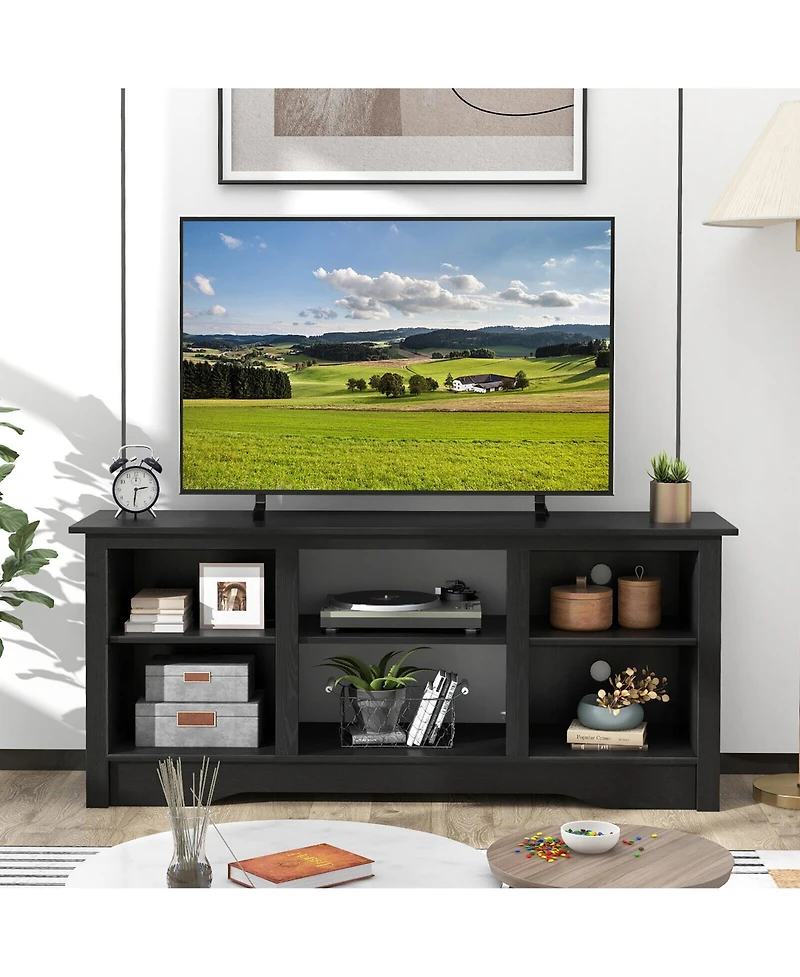 Gymax 58'' Tv Stand Entertainment Center w/ 3-Adjustable Shelves for 65'' Tv Black