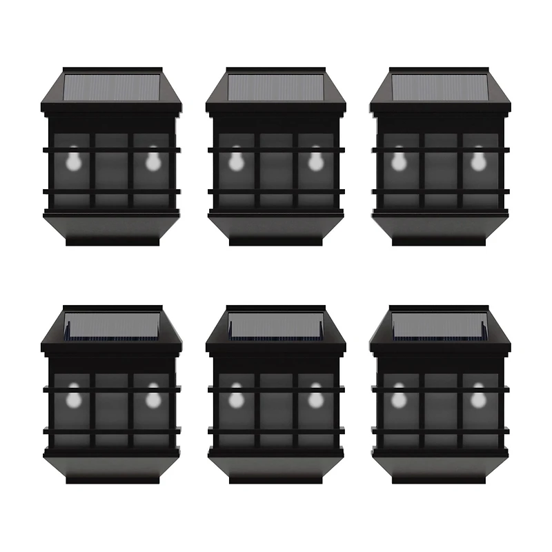 Wall Mount Led Solar Powered Fence And Deck Lights - All-Weather Decorative Solar Lights - Set Of 6