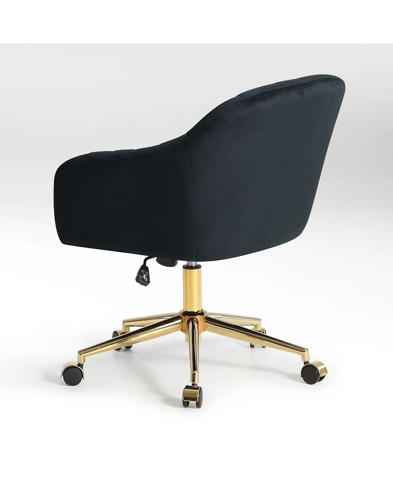 WestinTrends Upholstered Velvet Swivel Vanity Office Chair With Wheels