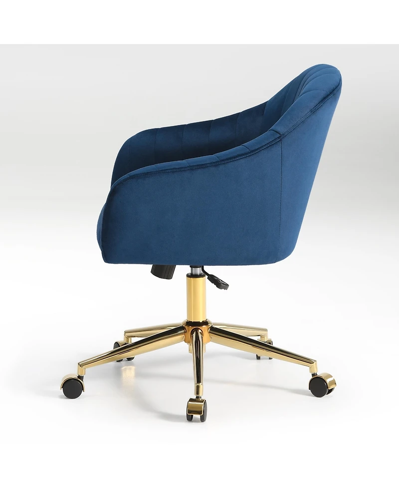 WestinTrends Upholstered Velvet Swivel Vanity Office Chair With Wheels