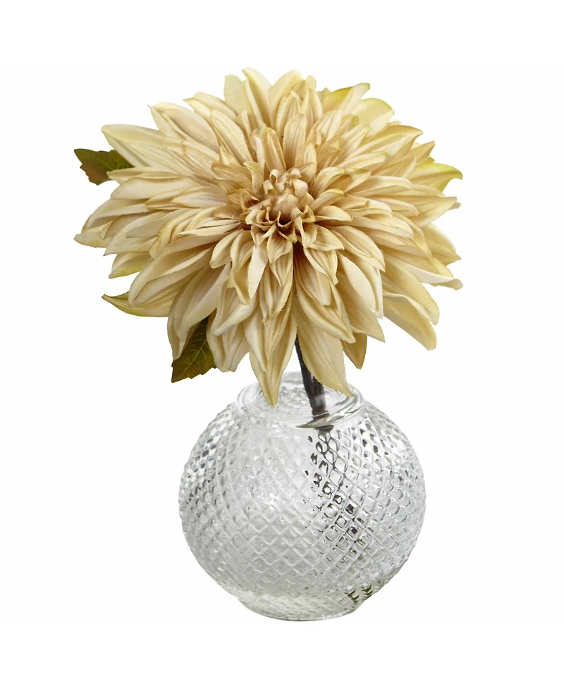 Slickblue Set of 3 Dahlias with Vase - Elegant Artificial Flowers for Home Decor
