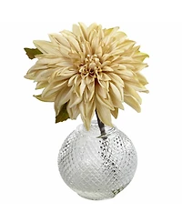 Slickblue Set of 3 Dahlias with Vase - Elegant Artificial Flowers for Home Decor
