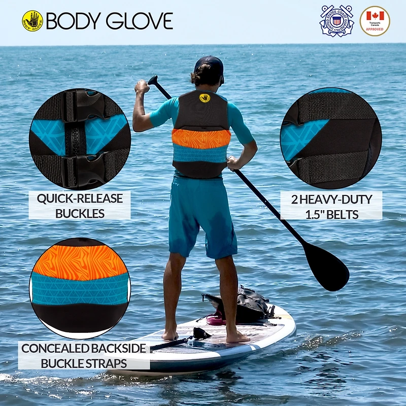 Body Glove Phantom Men's Life Vest, Lightweight Neoprene Jacket for Boating Fishing Kayaking Rafting Paddling