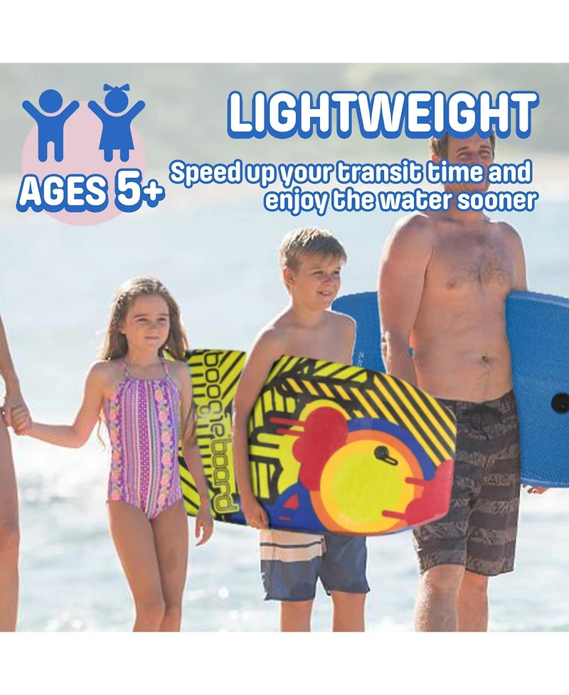 Bodyboard with Eps Core Wrist Leash, 37" Lightweight Durable Boogie Boards for All Wave Conditions