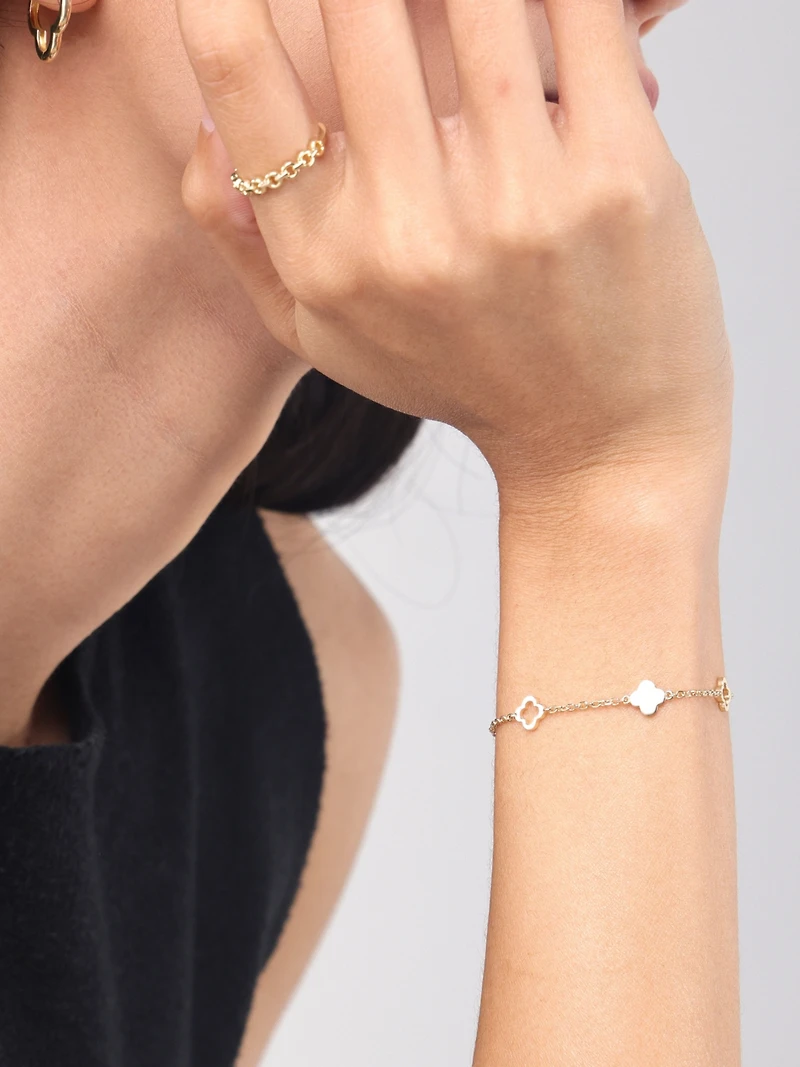 Devata Clover Link Chain Bracelet in 14K Gold, 6.5 in adj to 7.5 in, approx. 2.8 grams