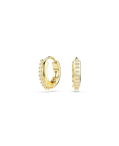 Swarovski Round Cut White Gold-Tone Plated Matrix Hoop Earrings