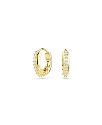 Swarovski Round Cut White Gold-Tone Plated Matrix Hoop Earrings